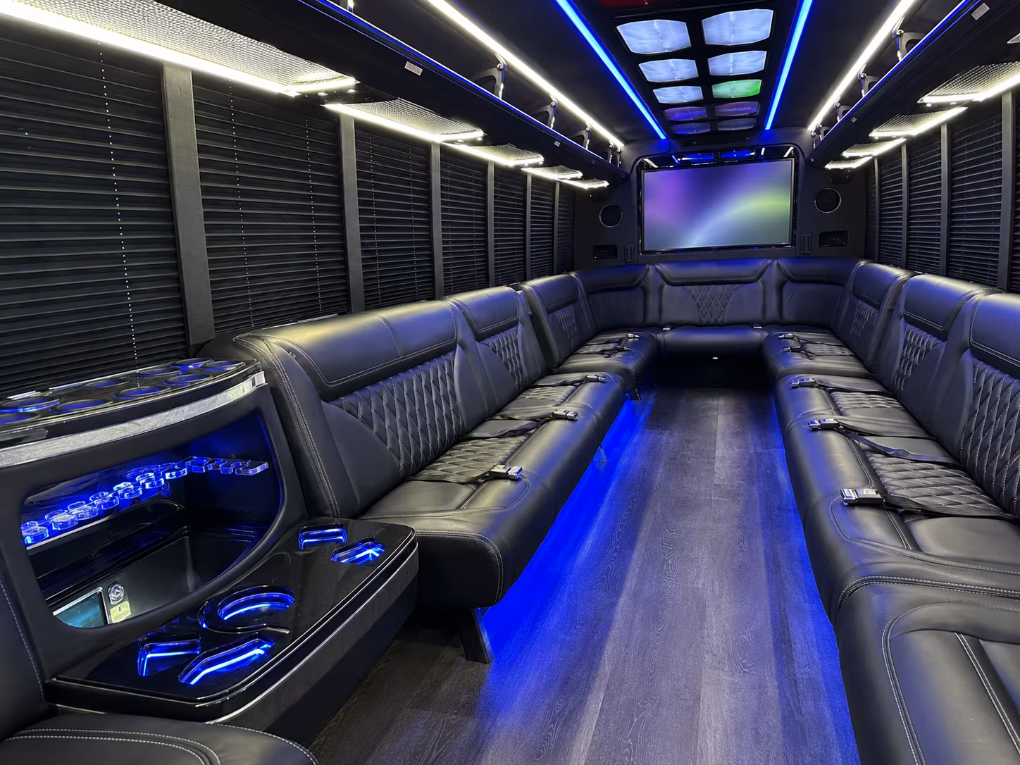 alameda 20 passenger party bus inside
