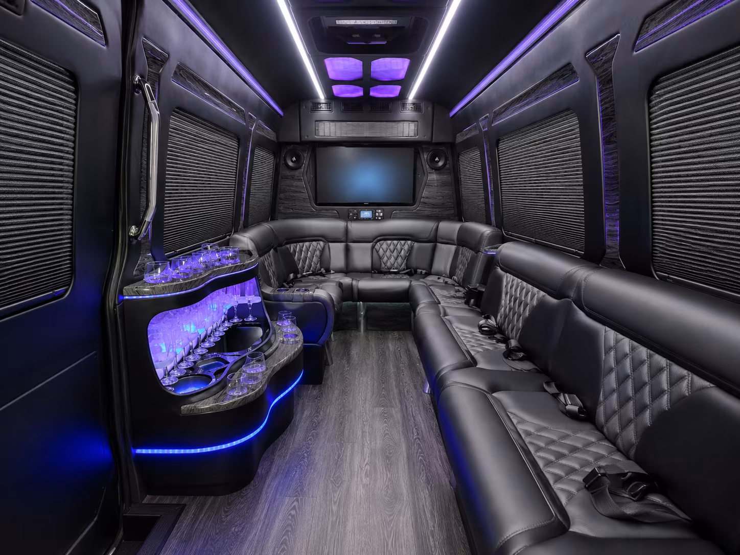 alameda 40 passenger party bus inside